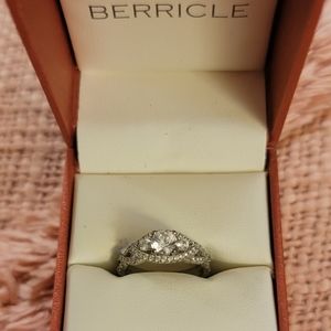 Berricle Sterling Silver Woven Wedding/Engagement Ring w/Two Half Eternity Bands